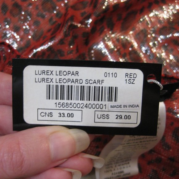 NWT Bebe red black leopard print scarf wrap sash OS - Picture 8 of 8